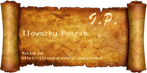 Ilovszky Patrik névjegykártya